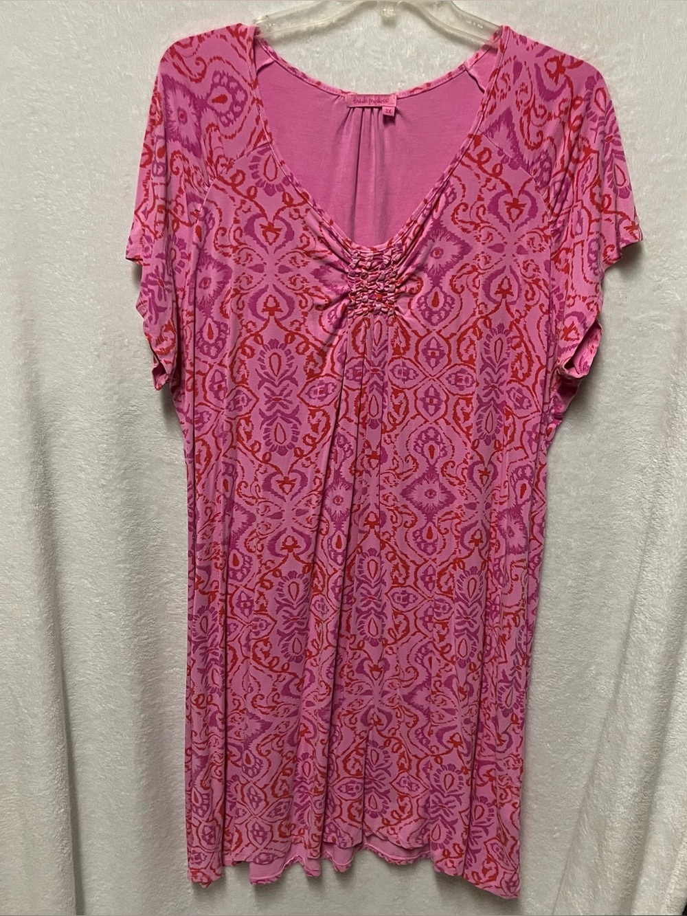 Fresh Produce Pink Knit dress with Gathered Yoke, 3x